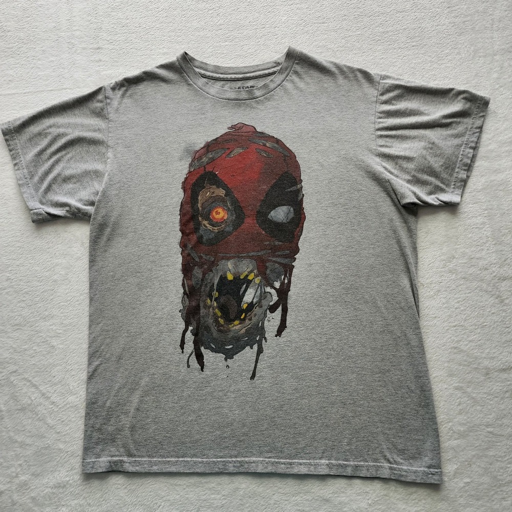 Marvel Zombies Deadpool T-Shirt Mens Medium Gray Graphic Distressed Horror Comic